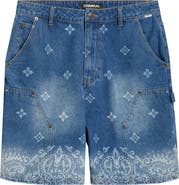 CRIMINAL DAMAGE Laser Print Denim Shorts