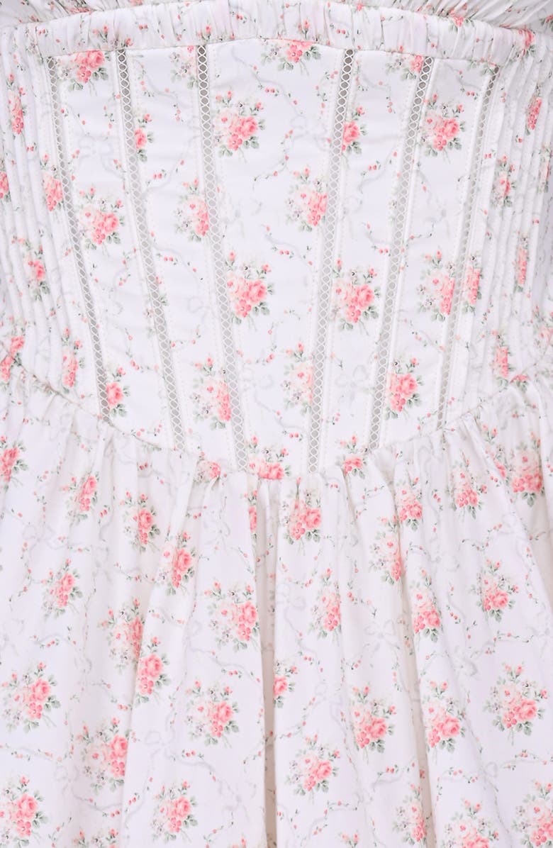 HOUSE OF CB Salma Floral Print Minidress, Alternate, color, Cream Rose