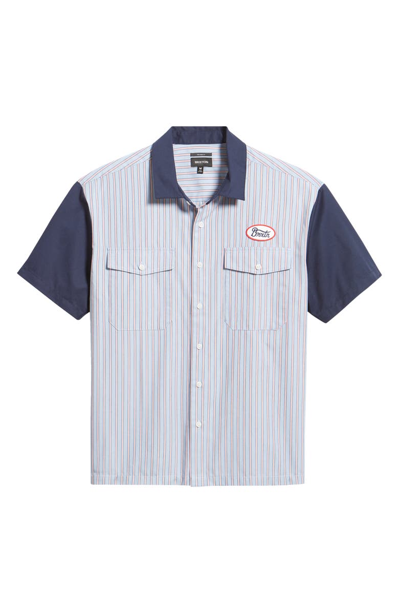 Brixton Builders Olson Stripe Button-Up Shirt, Main, color, Blue Aura Stripe