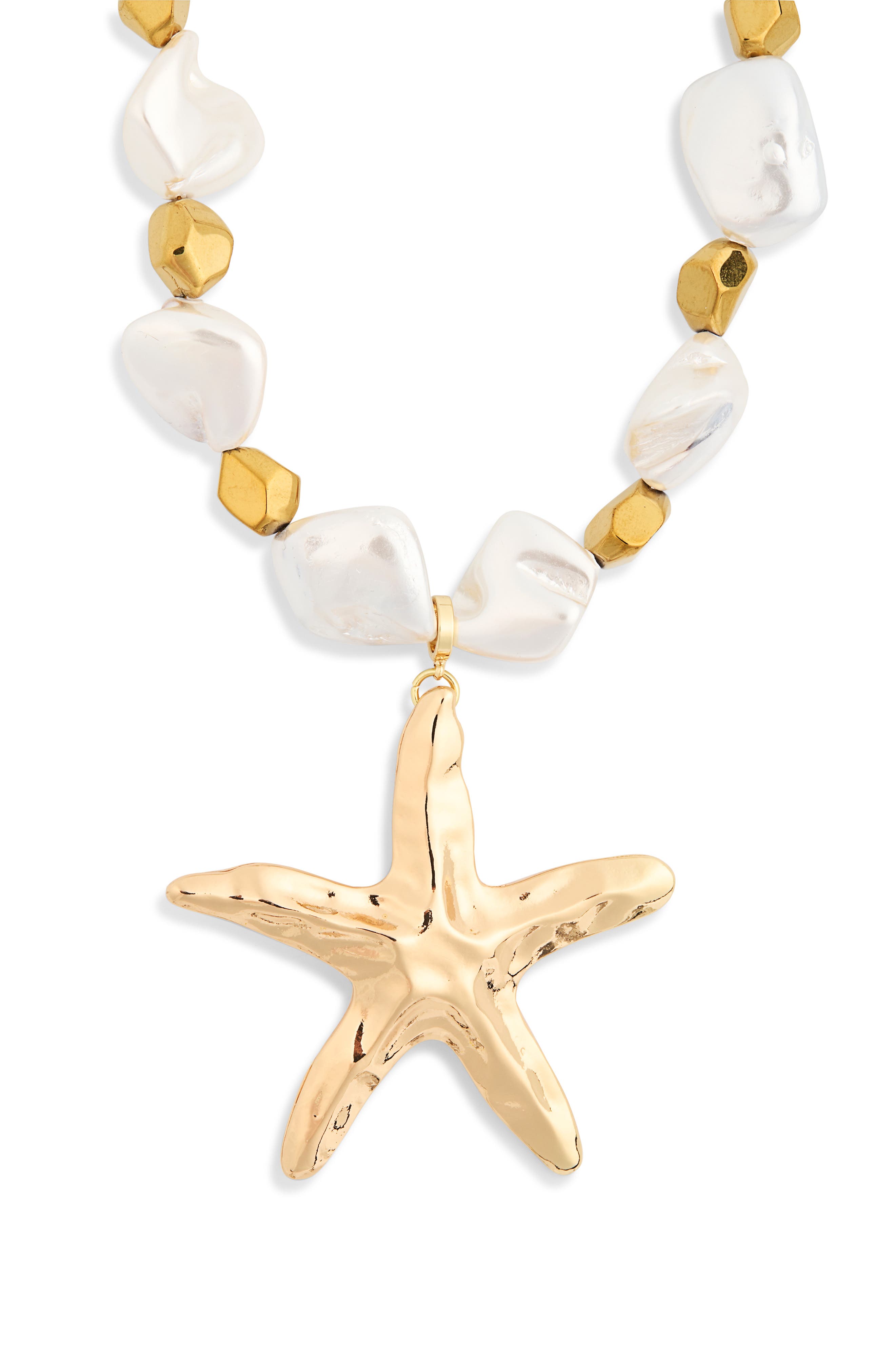 EYE CANDY LOS ANGELES Talia Beaded Pearl Starfish Necklace