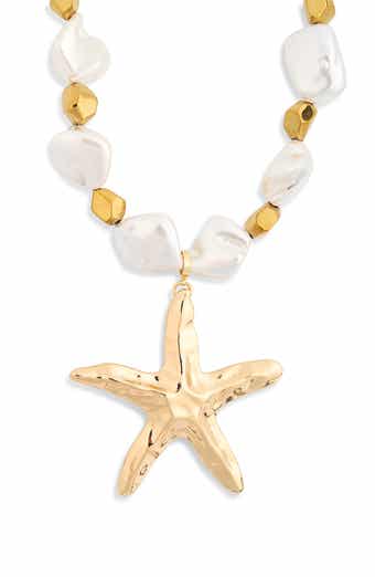 EYE CANDY LOS ANGELES Talia Beaded Pearl Starfish Necklace