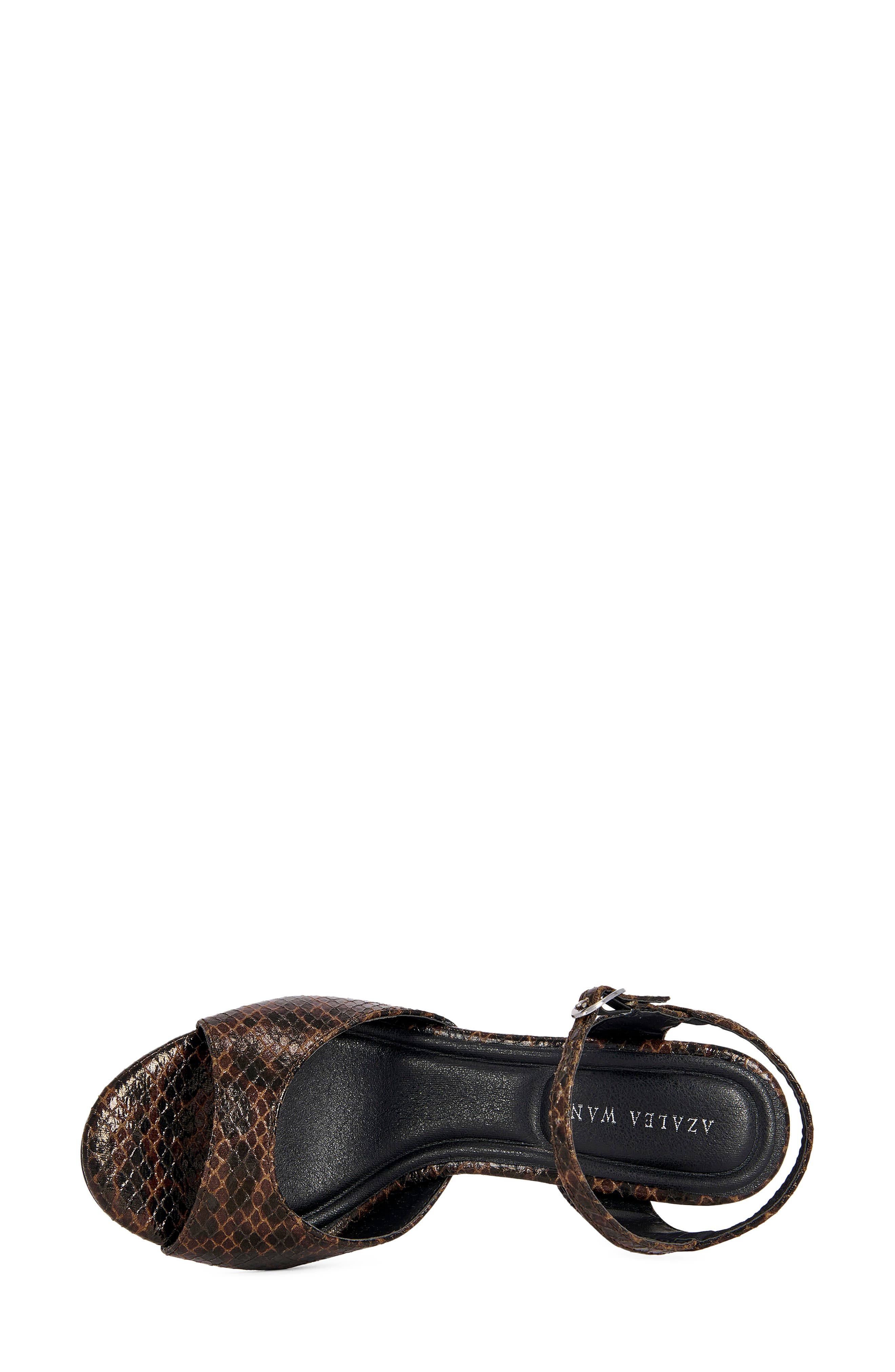 AZALEA WANG Della Snake Embossed Split Heel Sandal, Alternate, color, Brown Multi