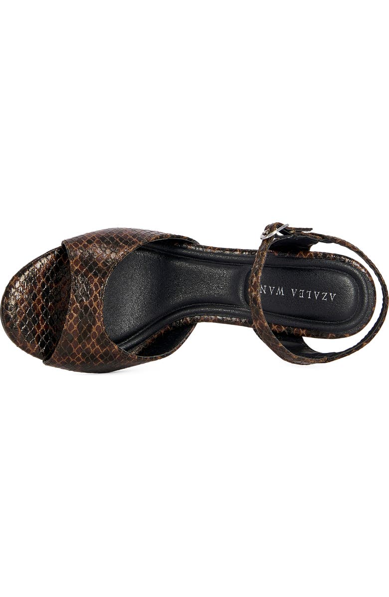 AZALEA WANG Della Snake Embossed Split Heel Sandal, Alternate, color, Brown Multi