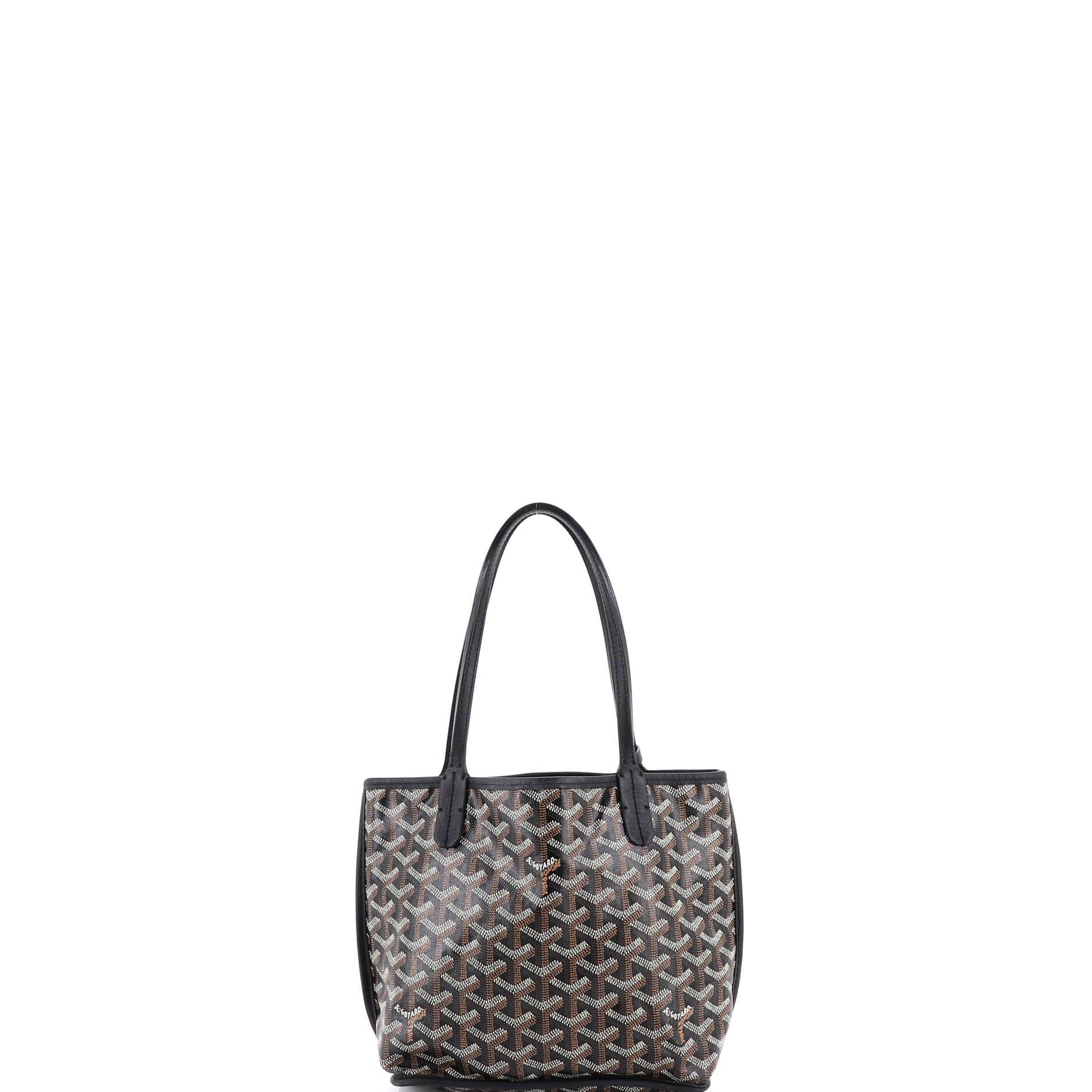 Pre-Owned Goyard Anjou Reversible Tote Coated Canvas Mini, Alternate, color, Black