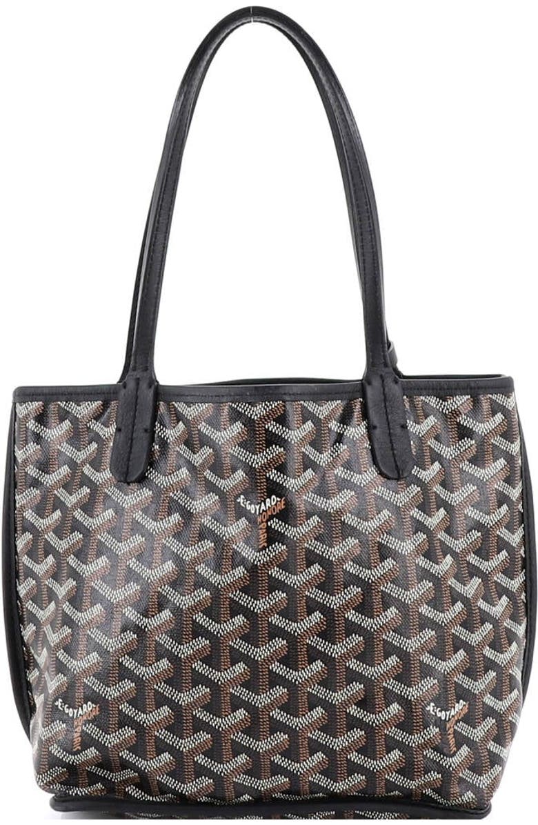 Pre-Owned Goyard Anjou Reversible Tote Coated Canvas Mini, Alternate, color, Black
