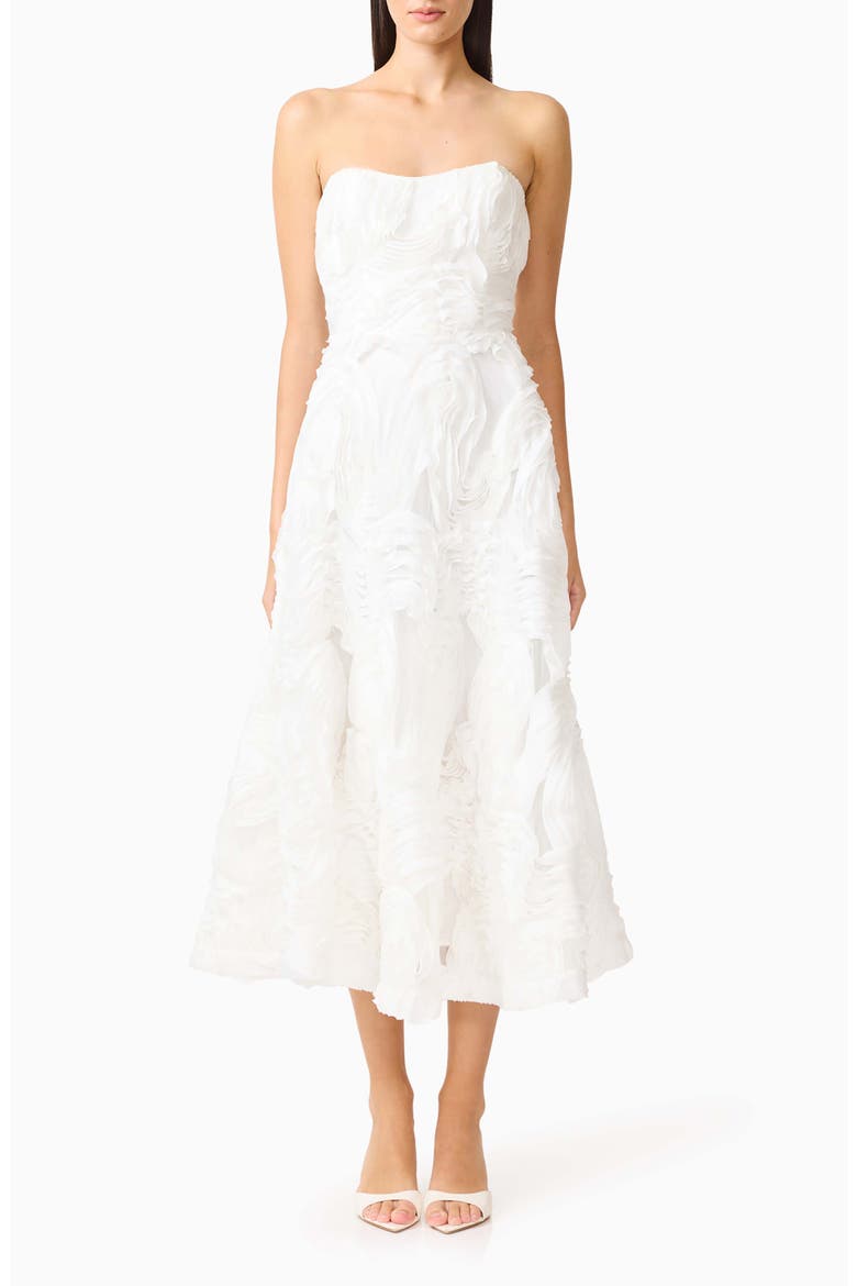 Asha 3-D Lace Strapless Cocktail Dress, Main, color, WHITE