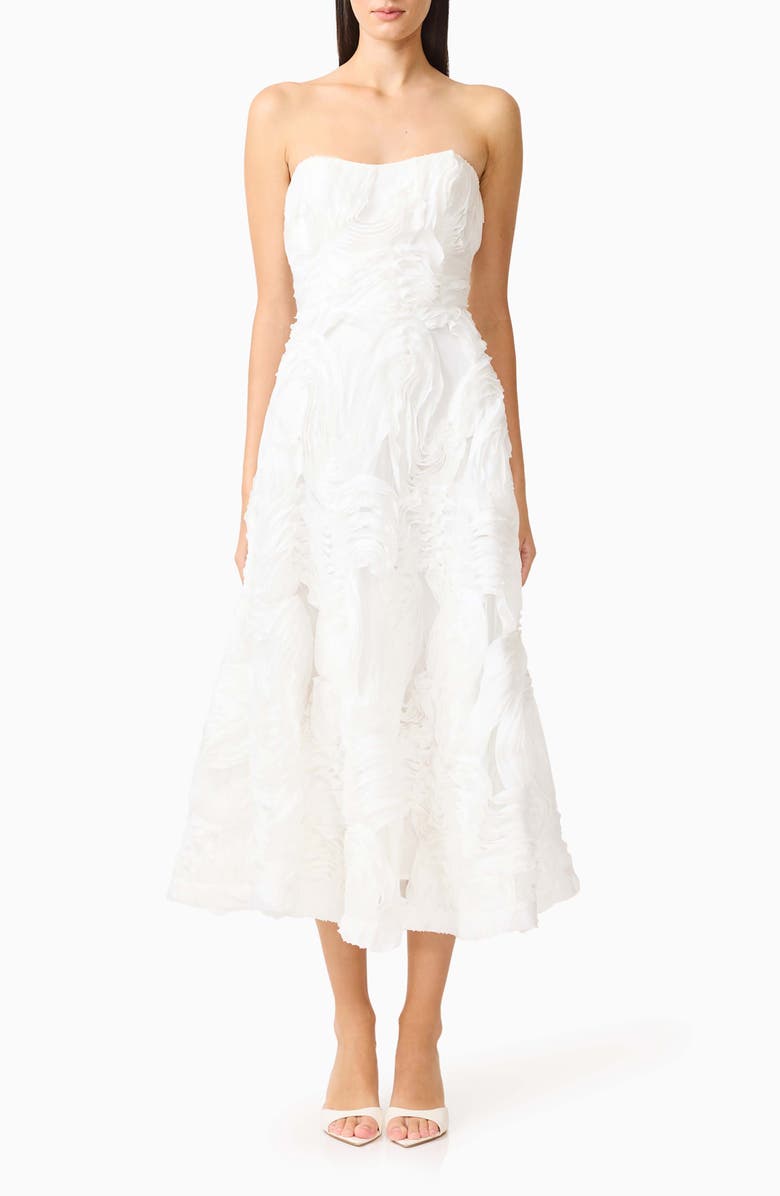 Elliatt Asha 3-D Lace Strapless Cocktail Dress, Main, color, White