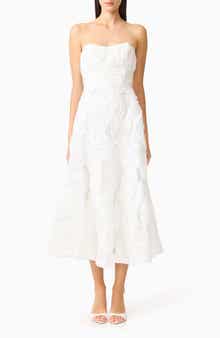 Asha 3-D Lace Strapless Cocktail Dress