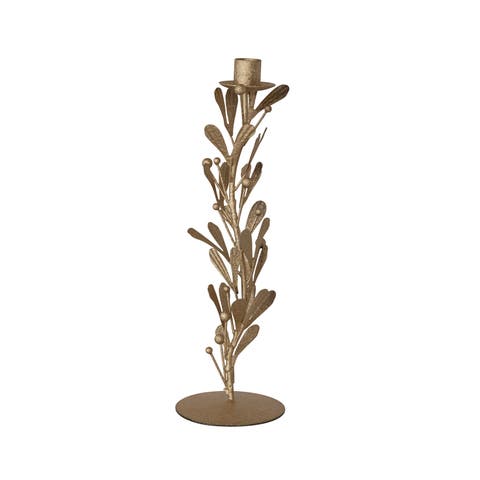 Distressed Iron Leaf & Berry Taper Holder