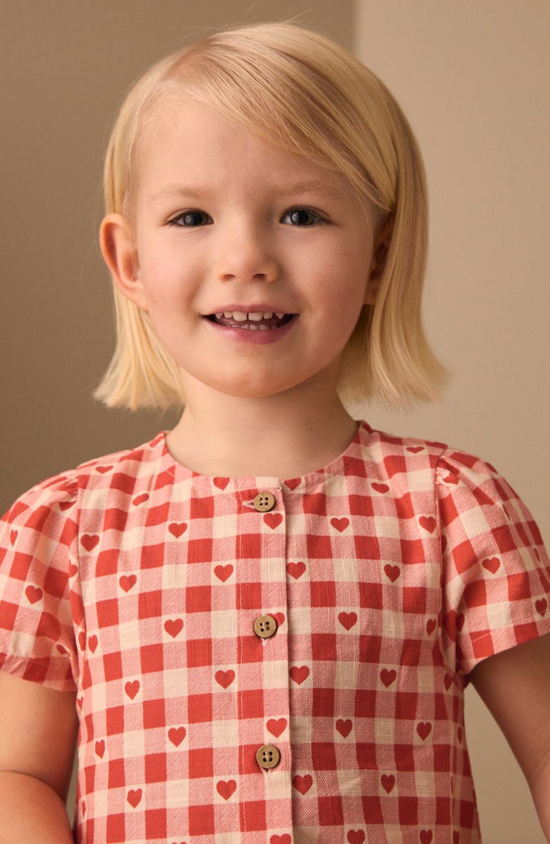 NEXT Kids' Gingham Heart Cotton Dress, Alternate, color, Red