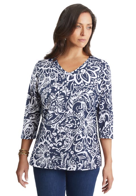 Stretch Cotton V-Neck Tee (Plus)