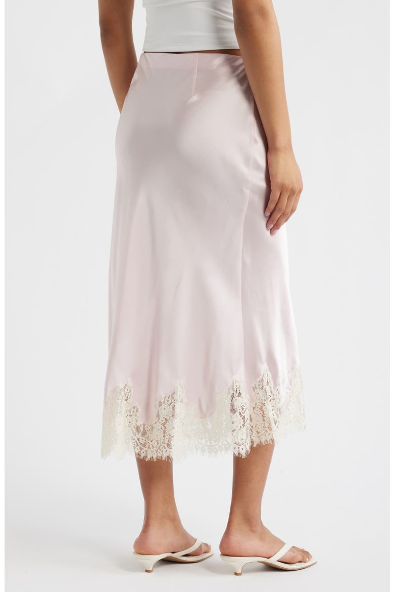 Carolina Lace Trim Silk Midi Skirt, Alternate, color, CHERRY BLOSSOM