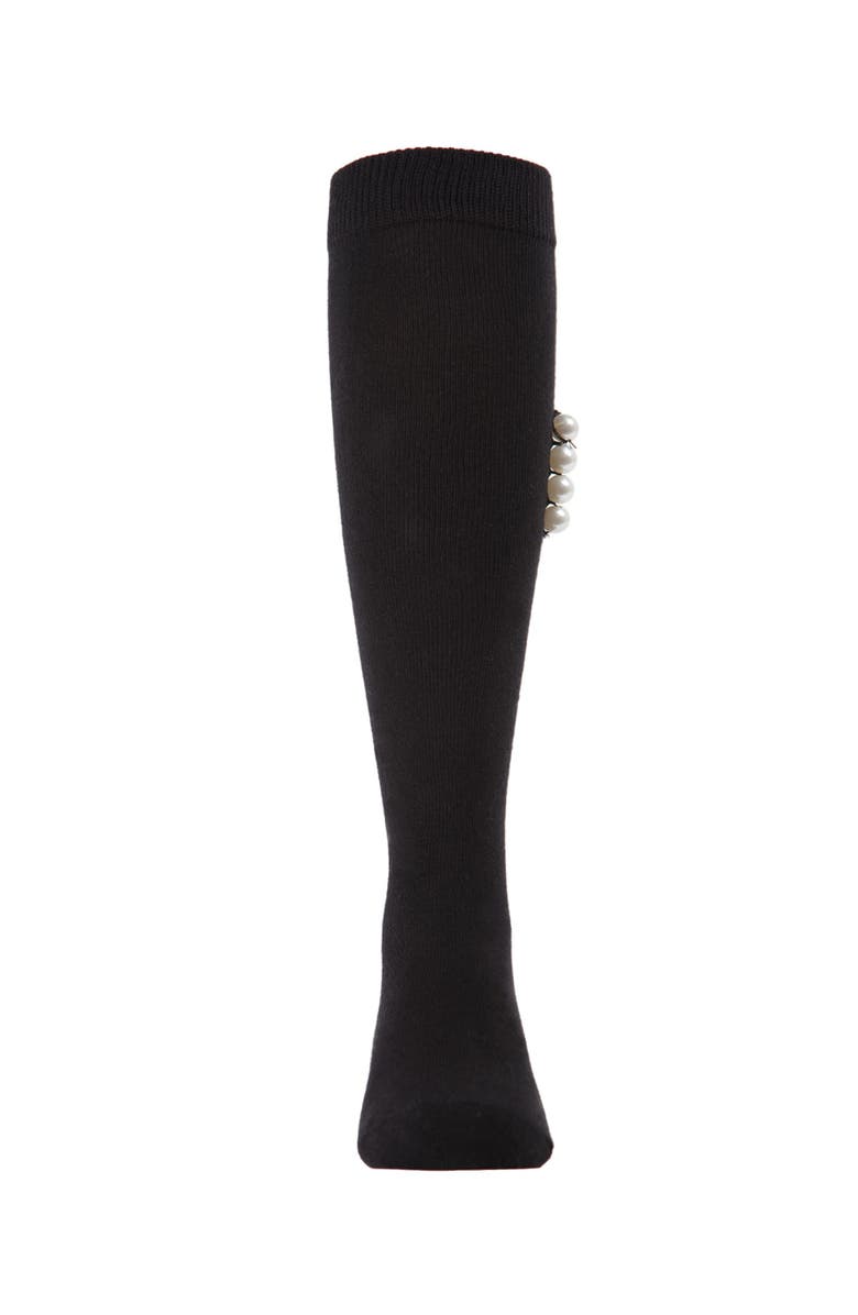 MeMoi Side Pearls Knee High Socks, Alternate, color, Black