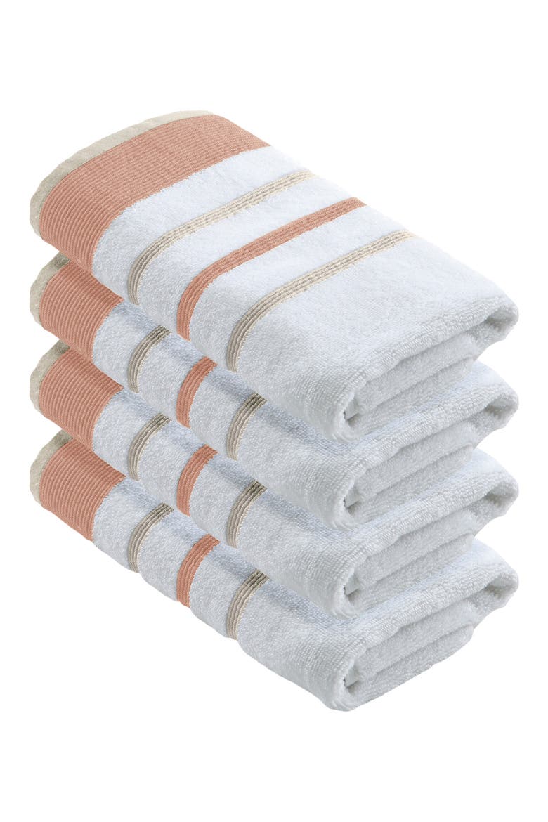 Luxurious Cotton 4-Pack Decorative Hand Towels, Main, color, DUSTY ROSE / CAPPUCCINO