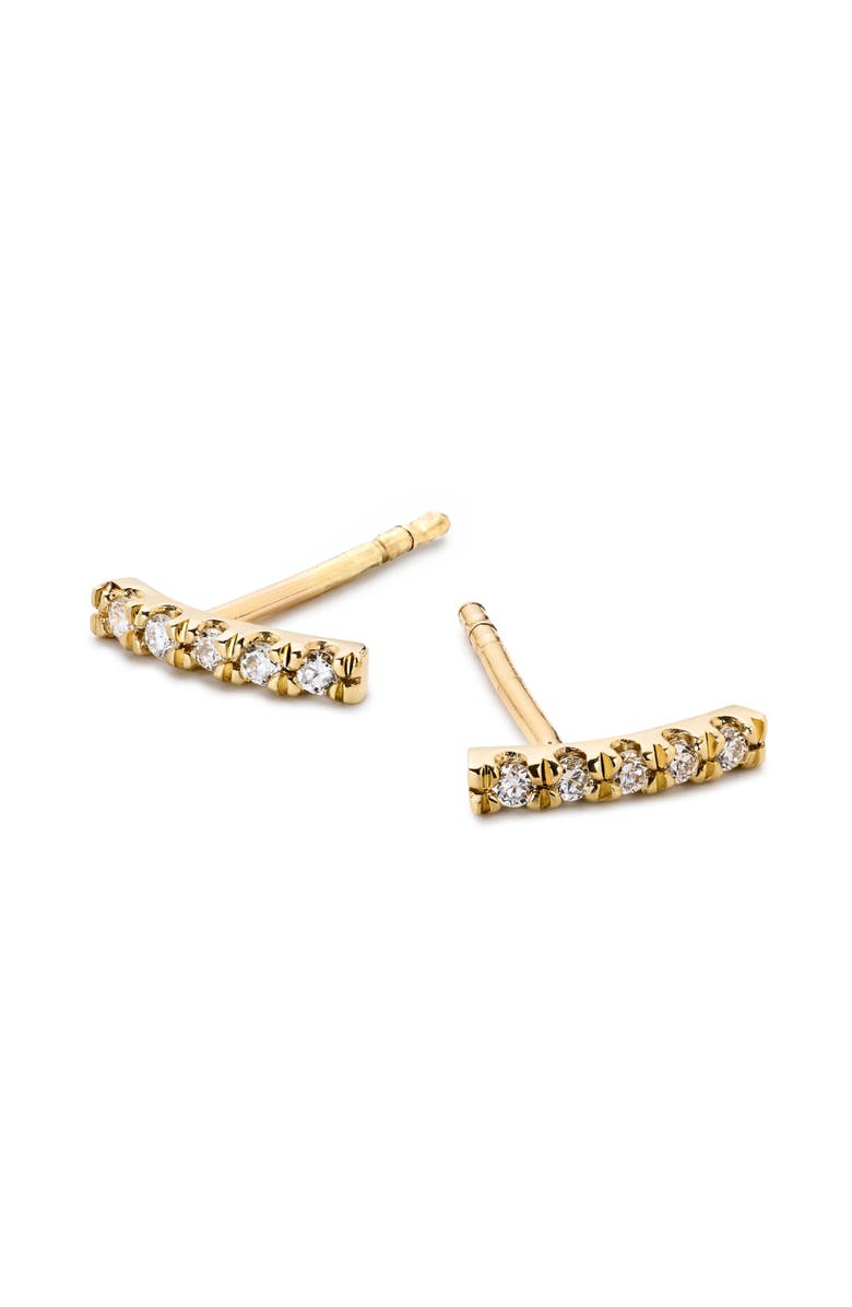 Ana Luisa Gold Stud Earrings - Pave Diamond Bar Studs, Alternate, color, 