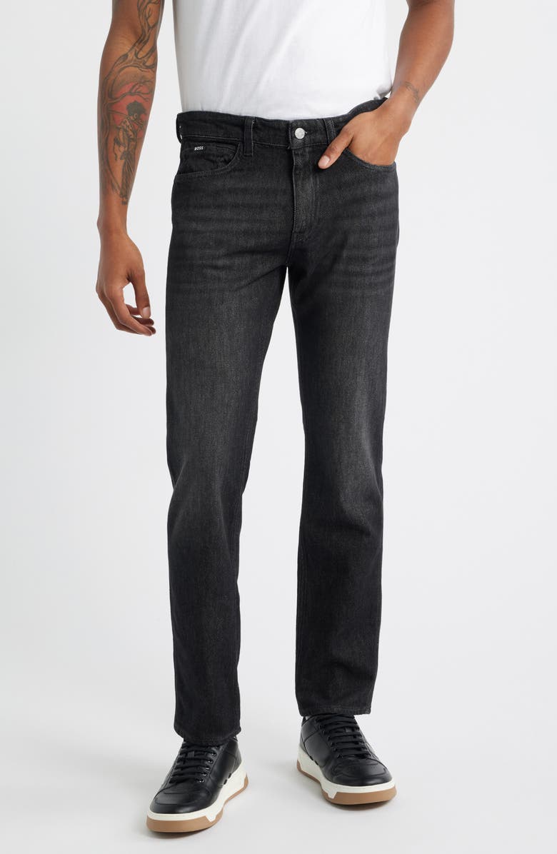 BOSS Delaware Slim Fit Jeans, Main, color, Black