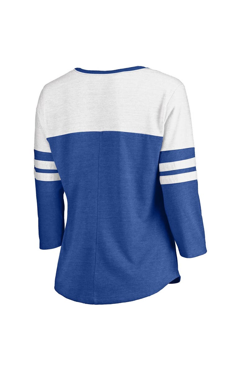 FANATICS Women's Fanatics Branded Heathered Royal/White Chicago Cubs Official Wordmark 3/4 Sleeve V-Neck T-Shirt, Alternate, color, 