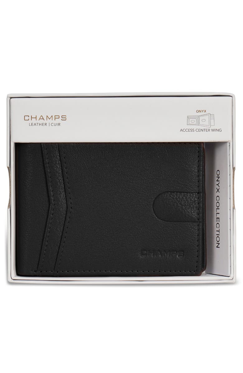 CHAMPS Onyx ID Flap Leather Bifold Wallet, Alternate, color, Black