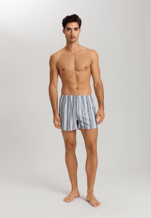 Hanro Fancy Woven Boxer In Atlantic Stripe