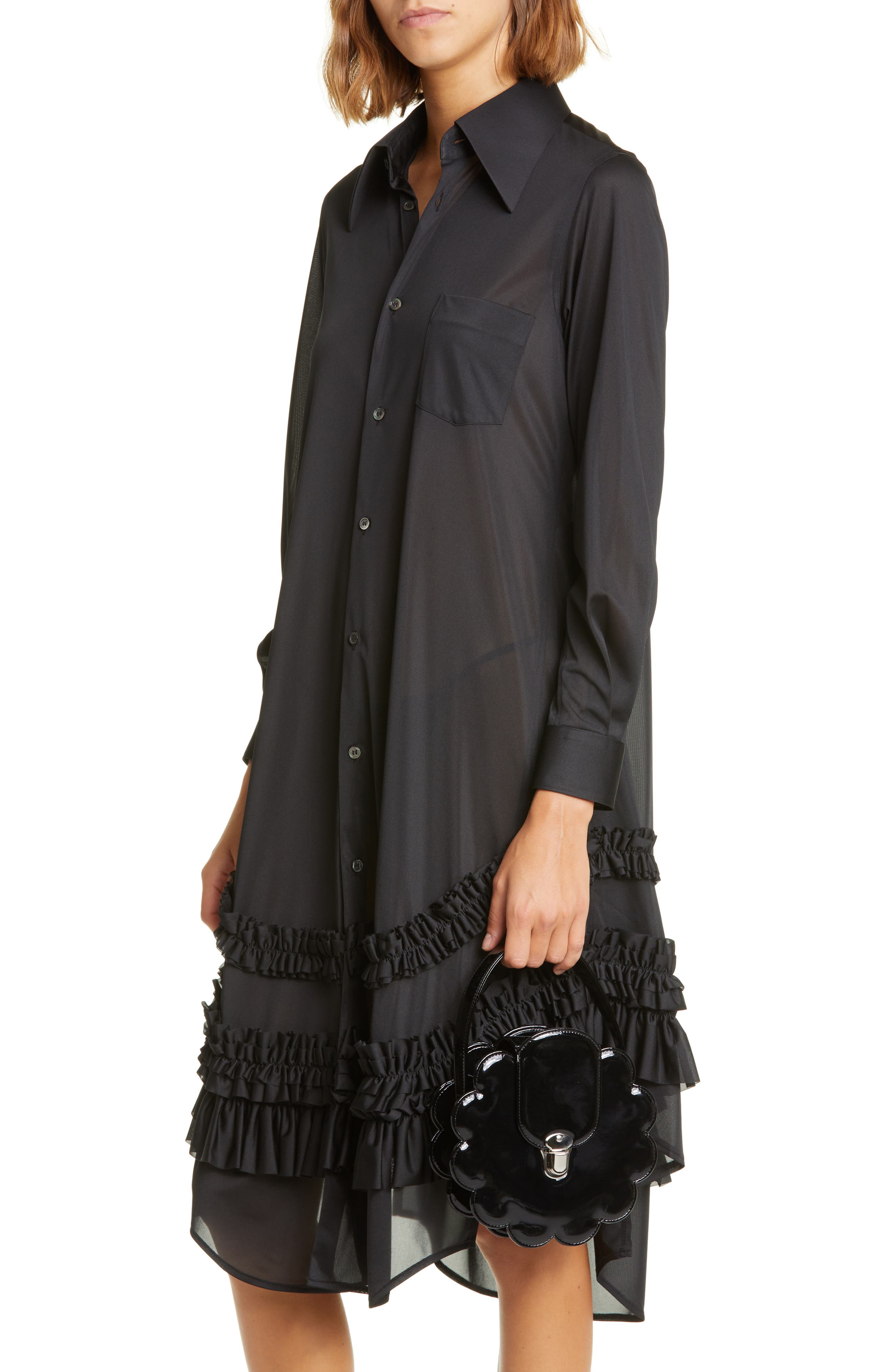 Comme des Garçons Girl Flower Patent Top Handle Bag, Alternate, color, 