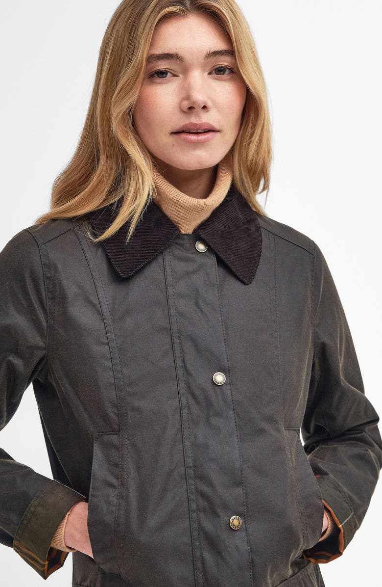 Barbour Fiddich Waxed Cotton Coat, Alternate, color, 