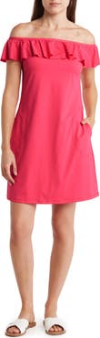 Tommy Bahama Off the Shoulder Spa Cover-Up Dress