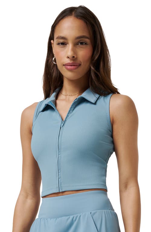 Travismathew Midline Zip Polo Tank In Smoke Blue