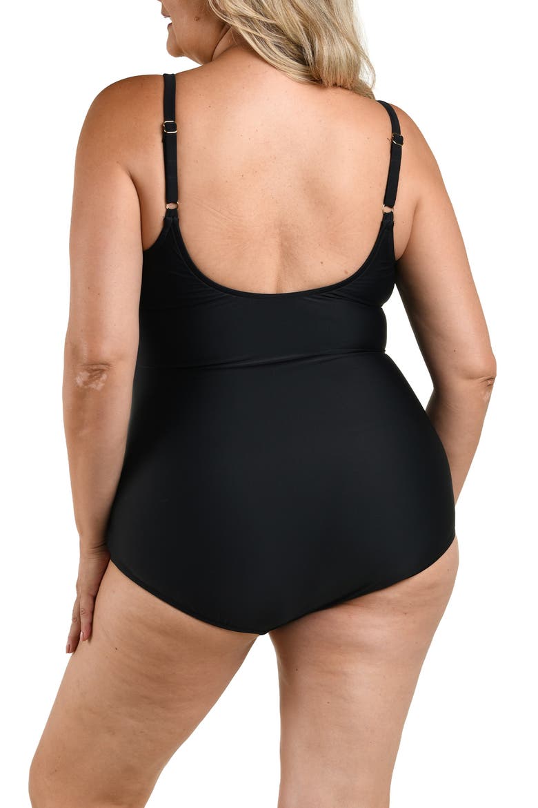 Ruched Girl Leg One-Piece Swimsuit, Alternate, color, BLACK