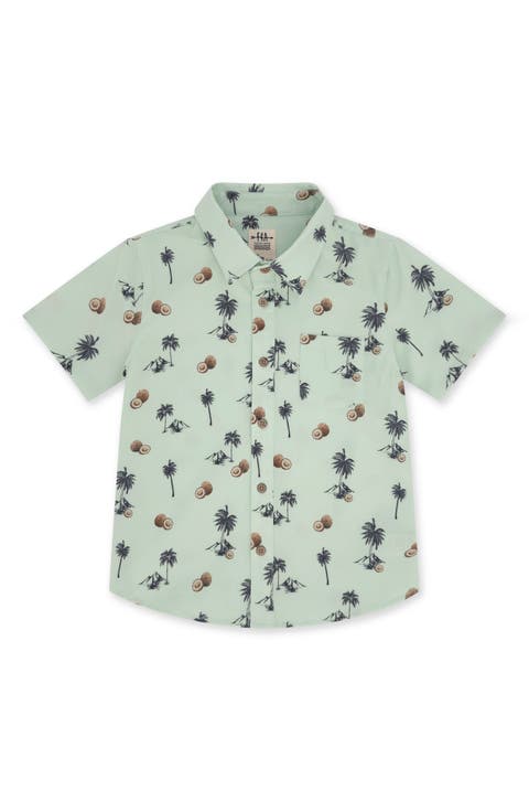 Kids' Coconut Print Short Sleeve Button-Up Shirt (Big Kid)
