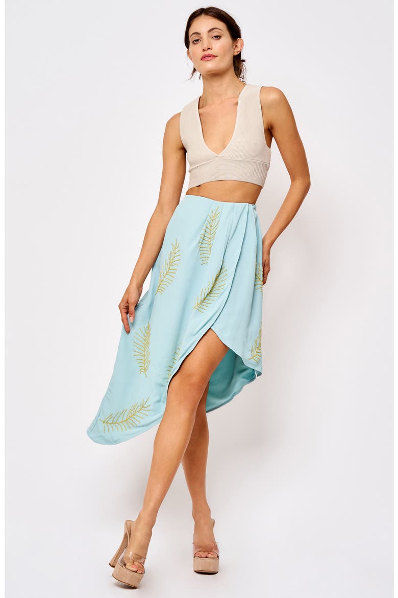 Jennifer Bead Palm Tulip Skirt, Alternate, color, BLUE
