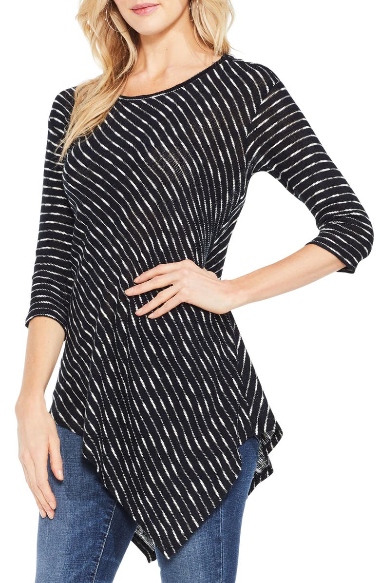 Two by Vince Camuto Asymmetrical Stripe Top, Main, color, 