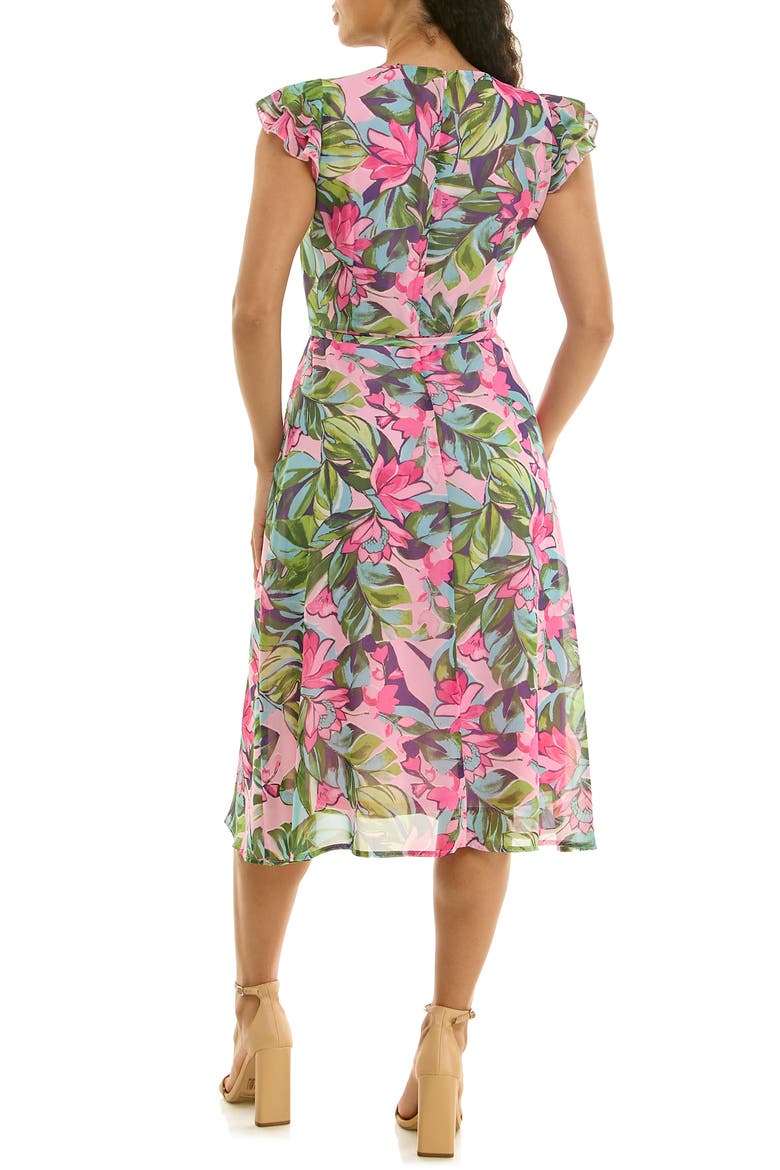 V-Neck Sleeveless Fit & Flare Dress, Alternate, color, PINK MULTI