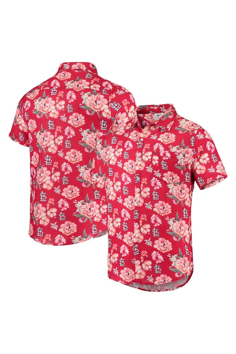 Men's FOCO Red St. Louis Cardinals Floral Linen Button-Up Shirt, Main, color, Red
