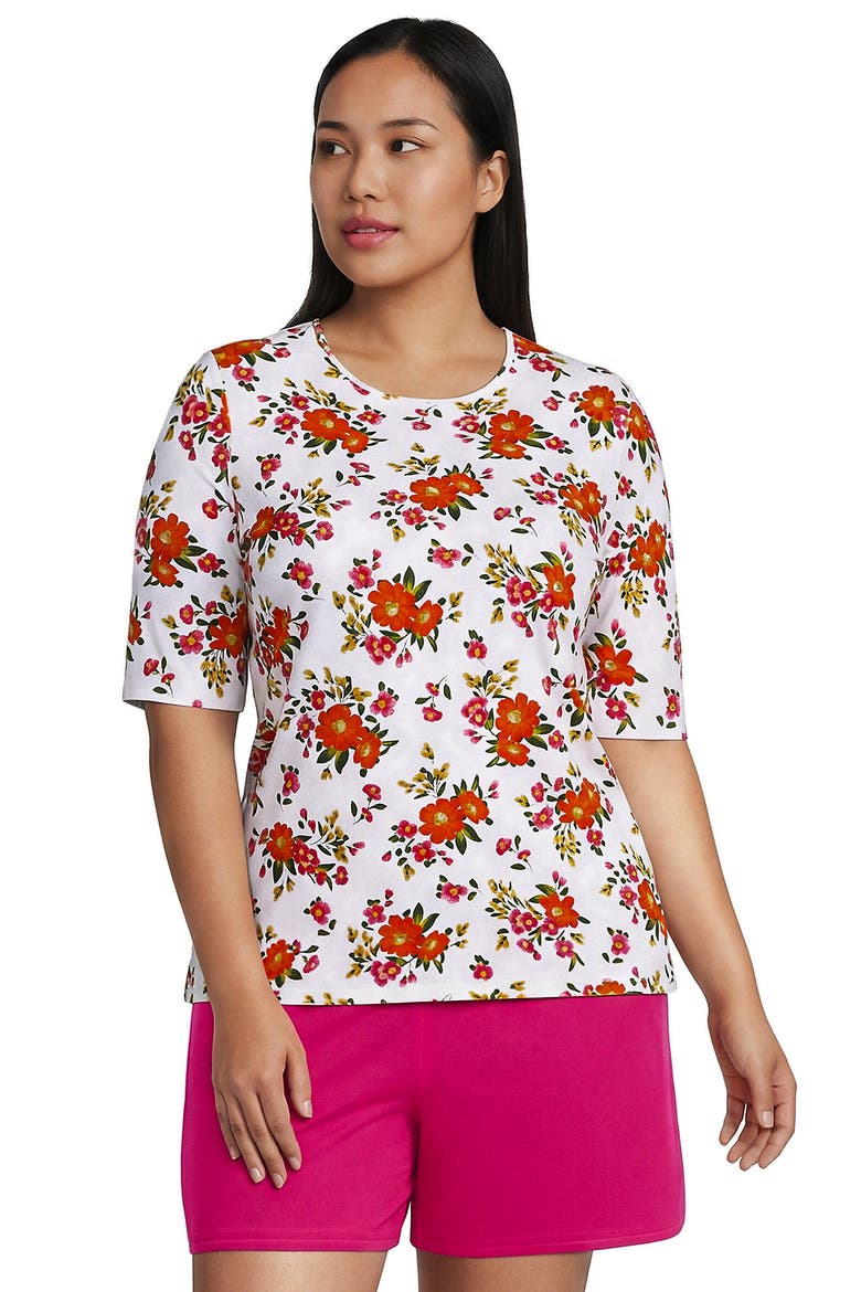 Sunshade Upf 50 Elbow Sleeve Rash Guard Swim Tee, Alternate, color, White Spring Floral