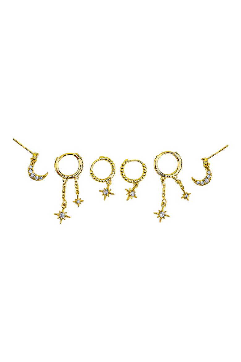 Crystal Star 3-Pack Assorted Earrings Set, Main, color, GOLD