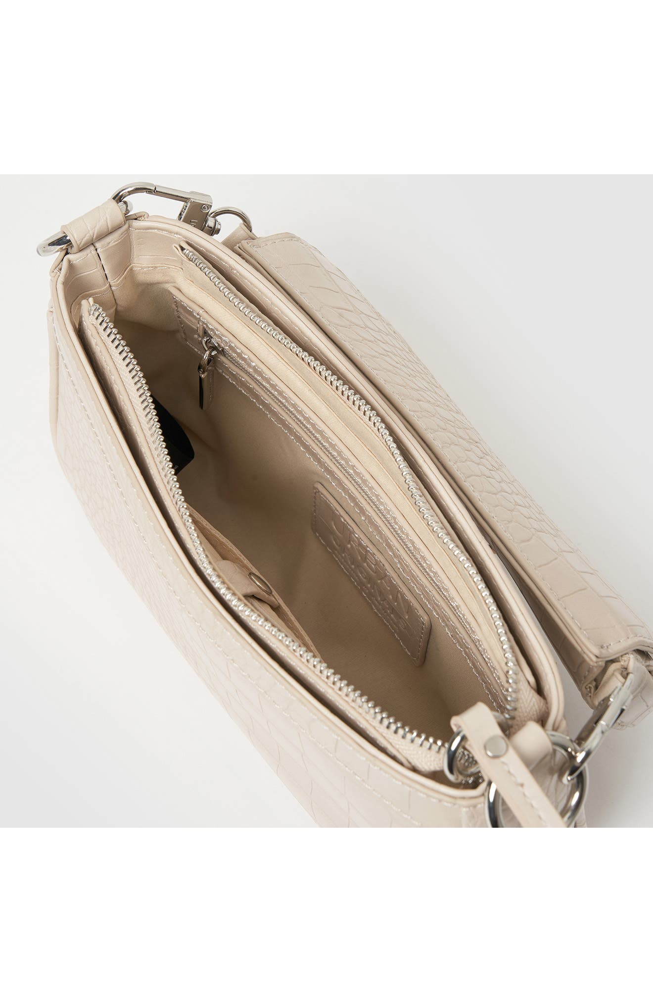 A Little Crazy Croc Shoulder Bag, Alternate, color, CREAM
