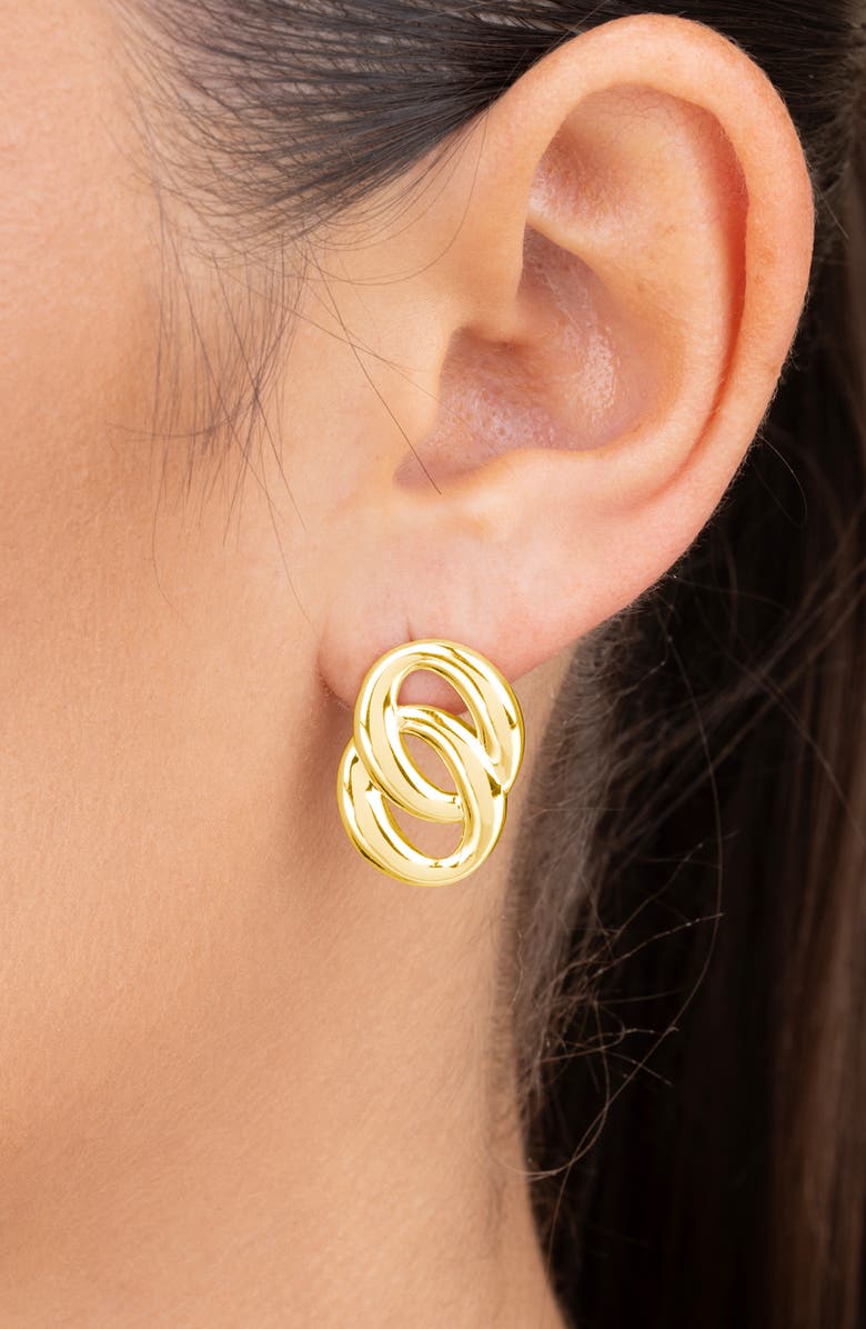 Sterling Forever Sibylle Interlocking Ring Stud Earrings, Alternate, color, Gold