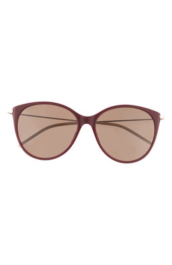 Gucci 58mm Fashion Round Sunglasses In Burgundy Gold Brown