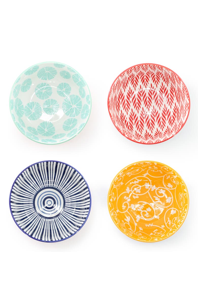 Elama Giovanna 16 Piece Assorted Porcelain Double Bowl Dinnerware Set, Alternate, color, White