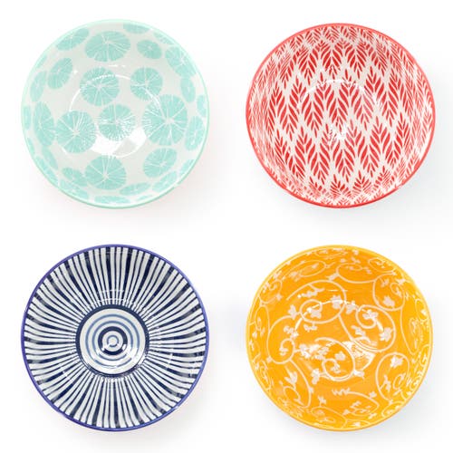 Elama Giovanna 16 Piece Assorted Porcelain Double Bowl Dinnerware Set In Multi