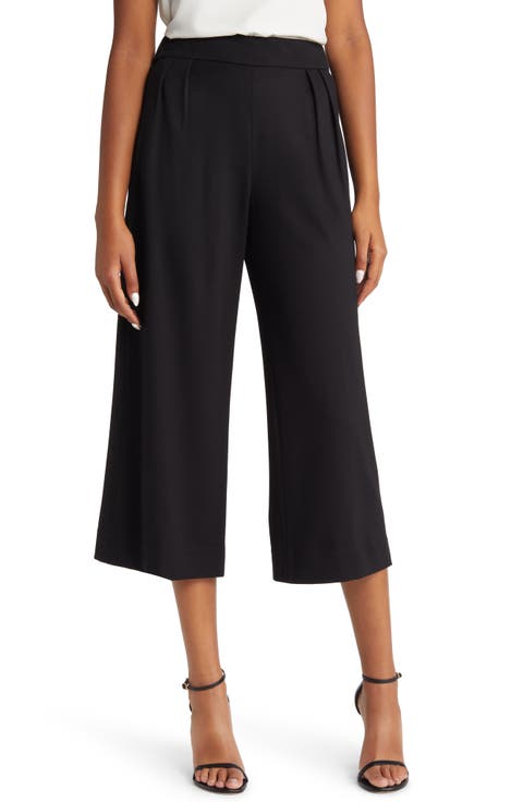 Pleated Wide Leg Crop Pull-On Pants