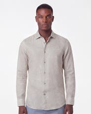 Lords of Harlech Uomo Wild Paisley Oxford Long Sleeve Fine Linen Shirt