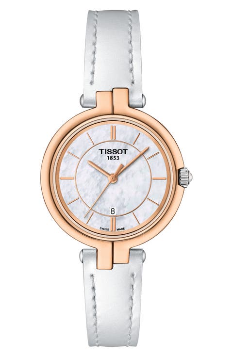 Flamingo Leather Strap Bracelet Watch, 30mm