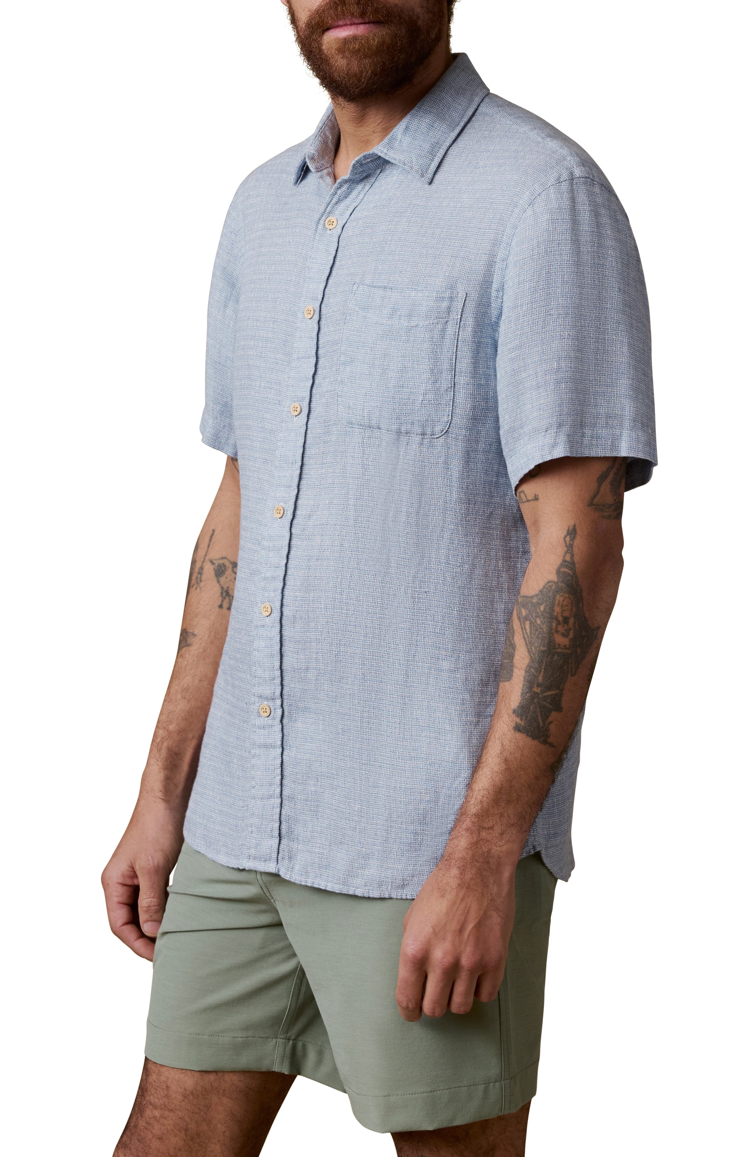 Faherty Palma Linen Short Sleeve Button-Up Shirt