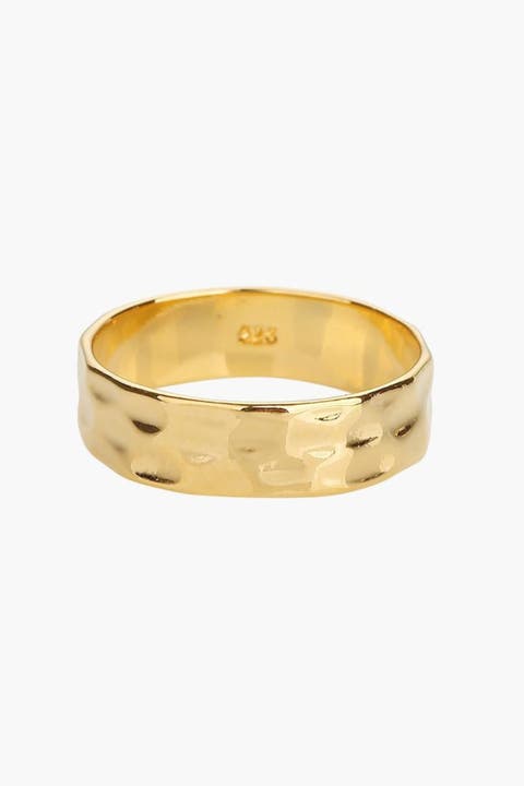 Sterling Silver 18k Gold Plated Fiona Ring Textured Statement Modern