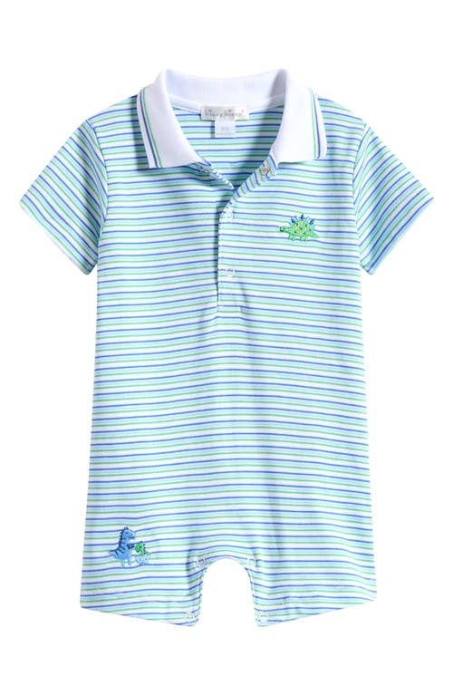 KISSY KISSY KISSY KISSY STRIPE EMBROIDERED PIMA COTTON ROMPER 
