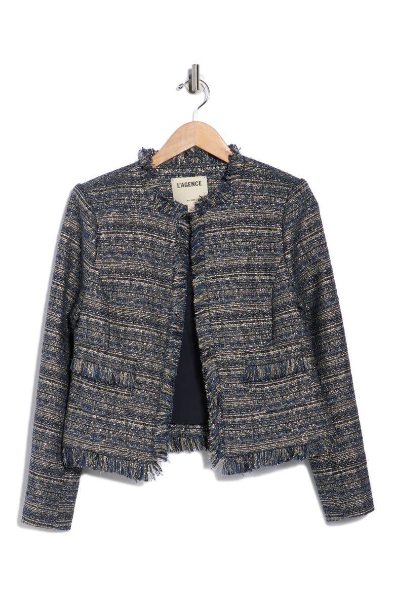 Angelina Tweed Jacket, Alternate, color, BLUE/ GREEN MULTI TWEED