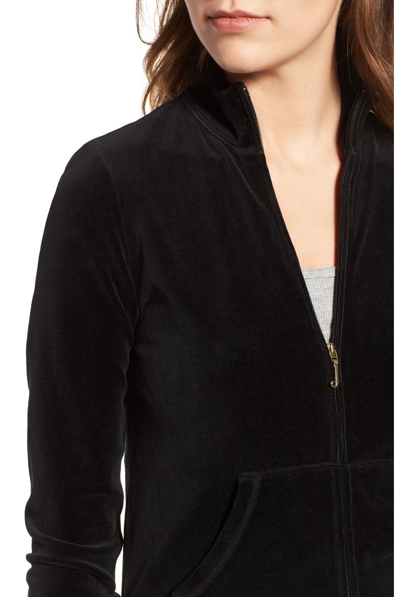 Fairfax Velour Track Jacket, Alternate, color, PITCH BLACK