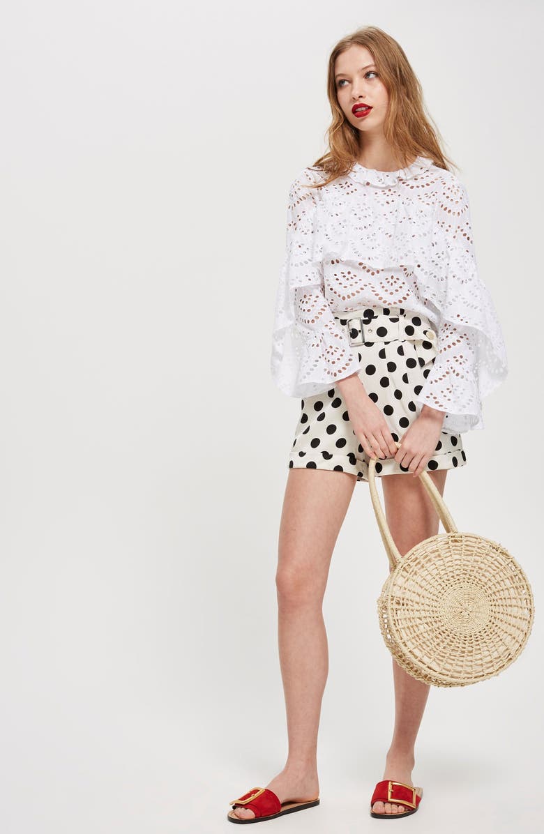 Topshop Polka Dot Shorts, Alternate, color,