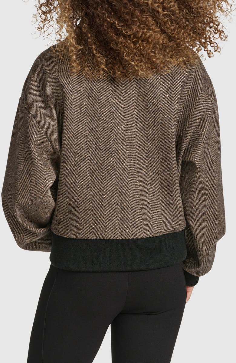 KARL LAGERFELD PARIS Sparkle Herringbone Bomber Jacket, Alternate, color, 